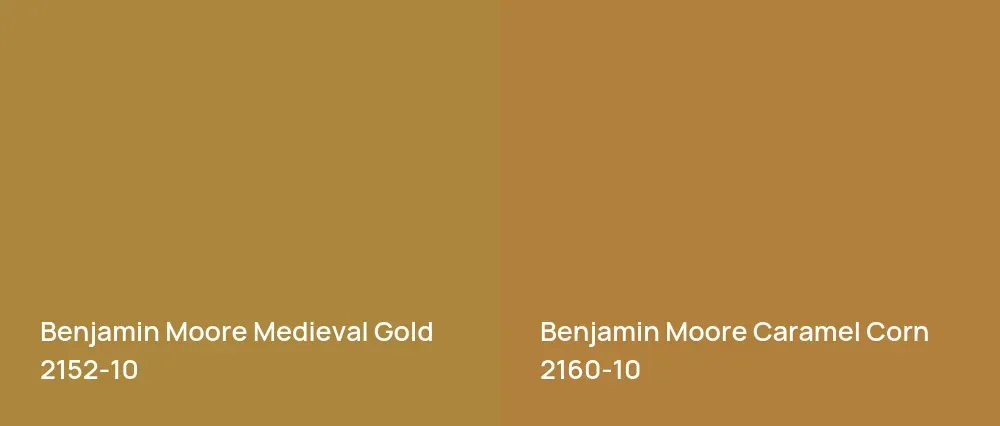 Benjamin Moore Medieval Gold 2152-10 vs Benjamin Moore Caramel Corn 2160-10