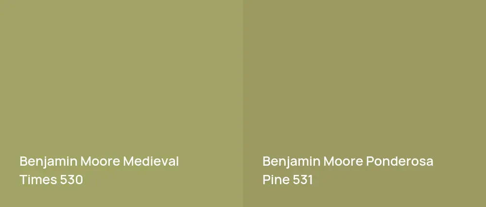Benjamin Moore Medieval Times 530 vs Benjamin Moore Ponderosa Pine 531