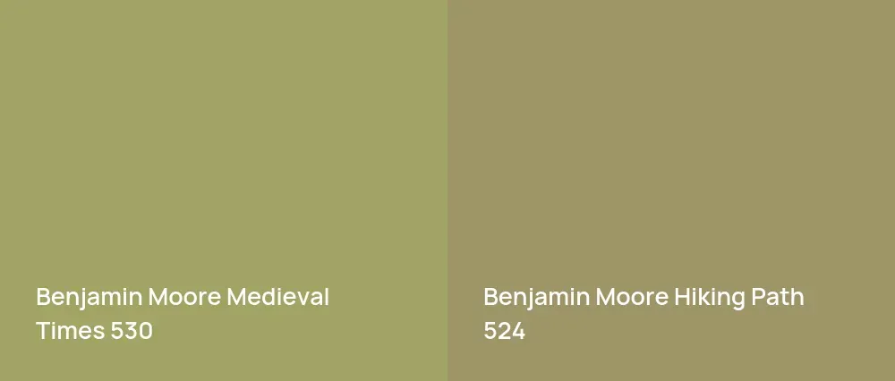 Benjamin Moore Medieval Times 530 vs Benjamin Moore Hiking Path 524