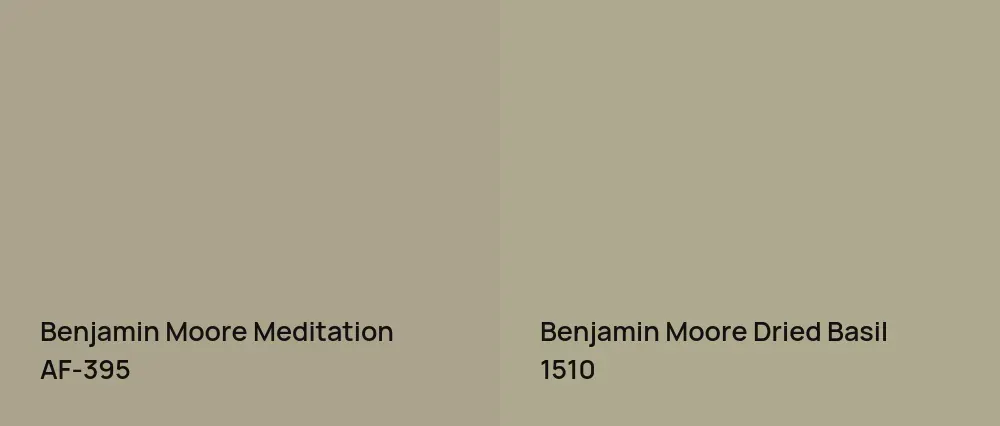 Benjamin Moore Meditation AF-395 vs Benjamin Moore Dried Basil 1510