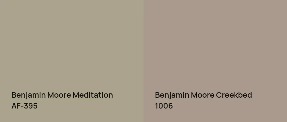 Benjamin Moore Meditation AF-395 vs Benjamin Moore Creekbed 1006