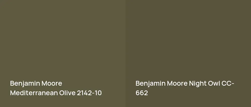 Benjamin Moore Mediterranean Olive 2142-10 vs Benjamin Moore Night Owl CC-662