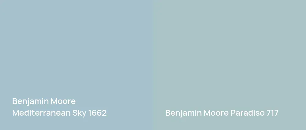 Benjamin Moore Mediterranean Sky 1662 vs Benjamin Moore Paradiso 717