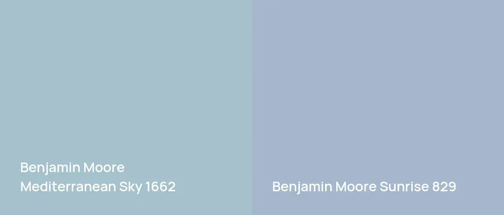 Benjamin Moore Mediterranean Sky 1662 vs Benjamin Moore Sunrise 829