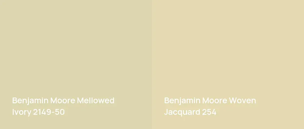 Benjamin Moore Mellowed Ivory 2149-50 vs Benjamin Moore Woven Jacquard 254