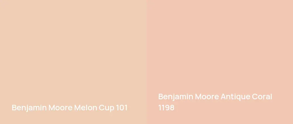 Benjamin Moore Melon Cup 101 vs Benjamin Moore Antique Coral 1198
