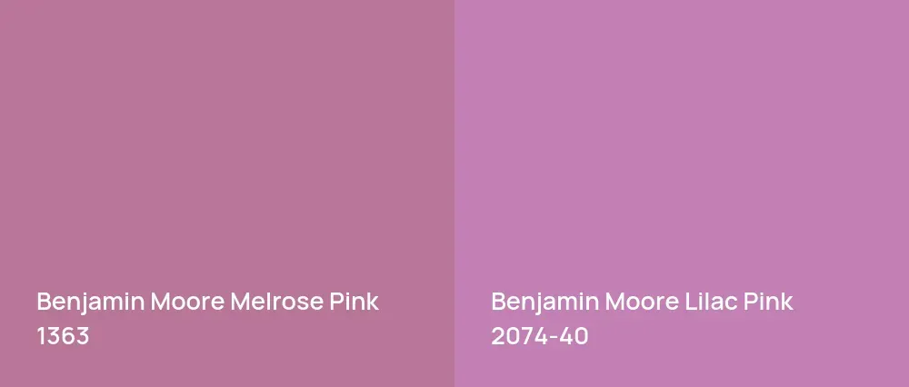 Benjamin Moore Melrose Pink 1363 vs Benjamin Moore Lilac Pink 2074-40