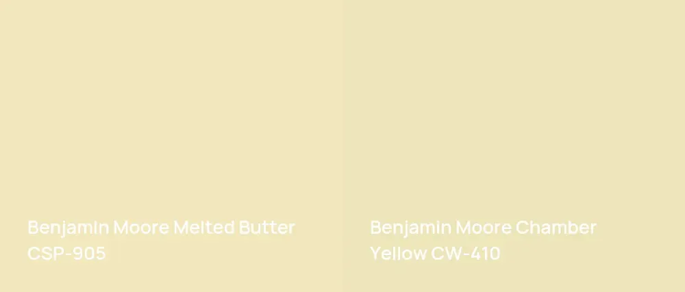 Benjamin Moore Melted Butter CSP-905 vs Benjamin Moore Chamber Yellow CW-410