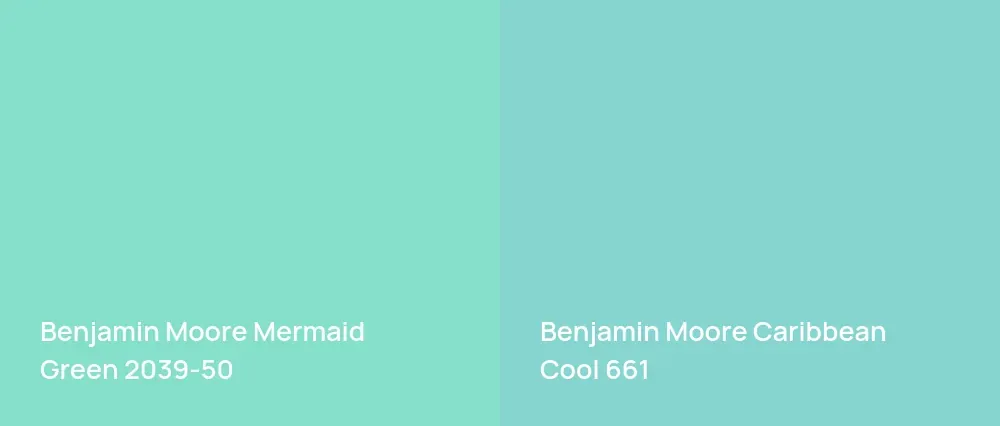 Benjamin Moore Mermaid Green 2039-50 vs Benjamin Moore Caribbean Cool 661