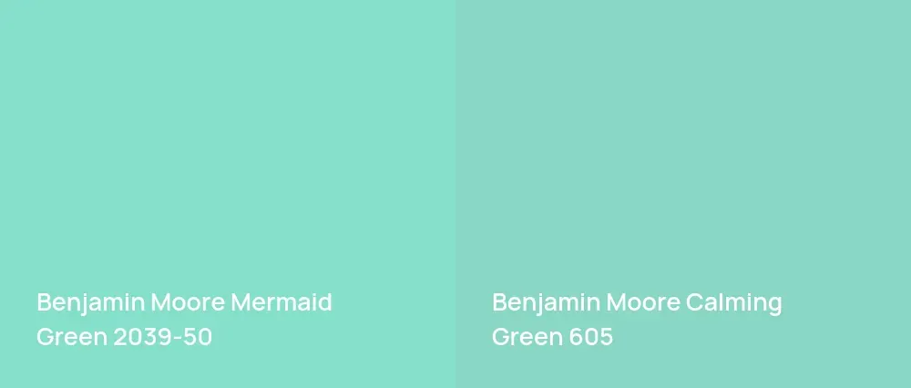 Benjamin Moore Mermaid Green 2039-50 vs Benjamin Moore Calming Green 605