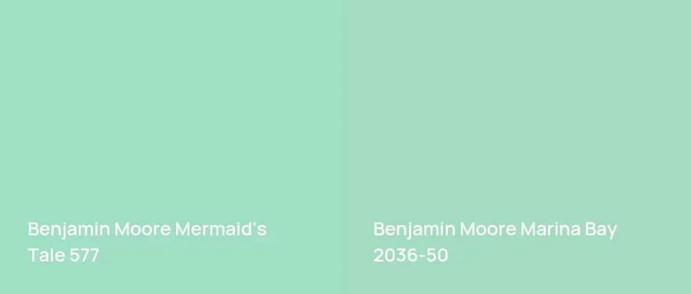 Benjamin Moore Mermaid's Tale 577 vs Benjamin Moore Marina Bay 2036-50