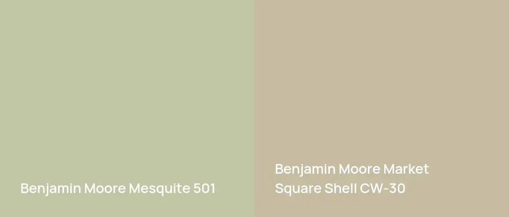 Benjamin Moore Mesquite 501 vs Benjamin Moore Market Square Shell CW-30