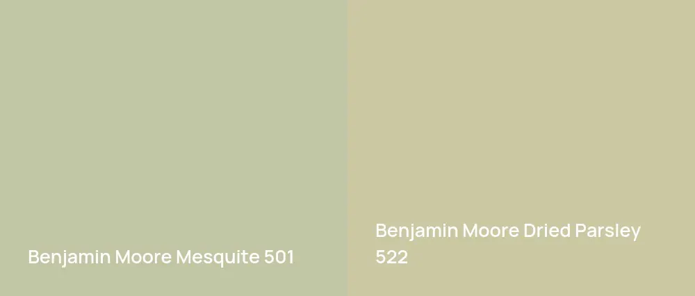 Benjamin Moore Mesquite 501 vs Benjamin Moore Dried Parsley 522