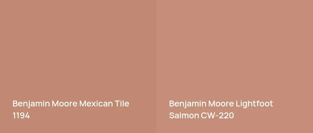 Benjamin Moore Mexican Tile 1194 vs Benjamin Moore Lightfoot Salmon CW-220