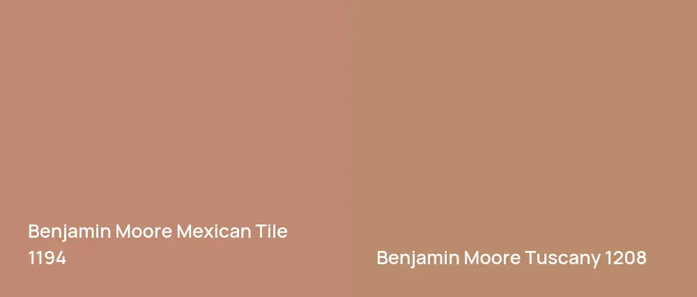 Benjamin Moore Mexican Tile 1194 vs Benjamin Moore Tuscany 1208
