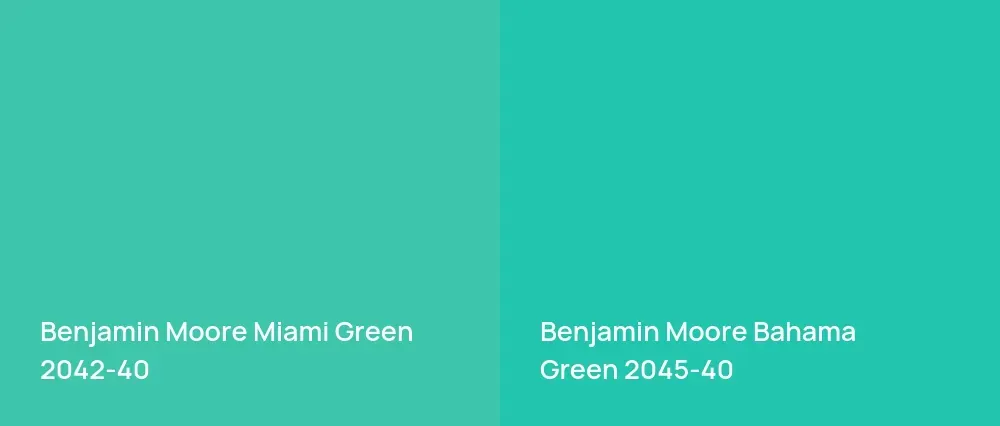 Benjamin Moore Miami Green 2042-40 vs Benjamin Moore Bahama Green 2045-40