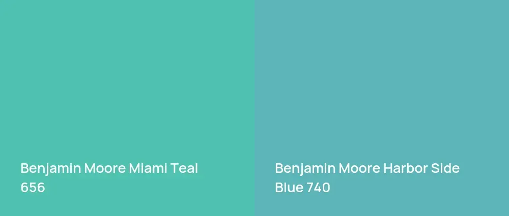 Benjamin Moore Miami Teal 656 vs Benjamin Moore Harbor Side Blue 740