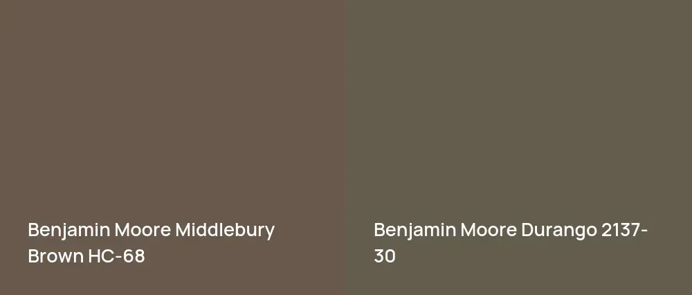 Benjamin Moore Middlebury Brown HC-68 vs Benjamin Moore Durango 2137-30