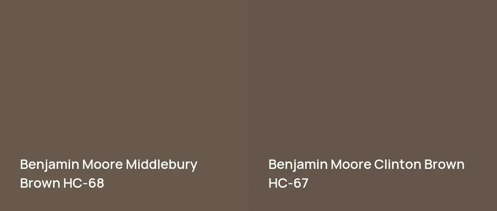 Benjamin Moore Middlebury Brown HC-68 vs Benjamin Moore Clinton Brown HC-67