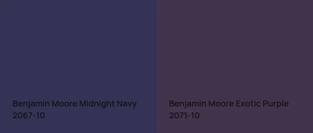 Benjamin Moore Midnight Navy 2067-10 vs Benjamin Moore Exotic Purple 2071-10