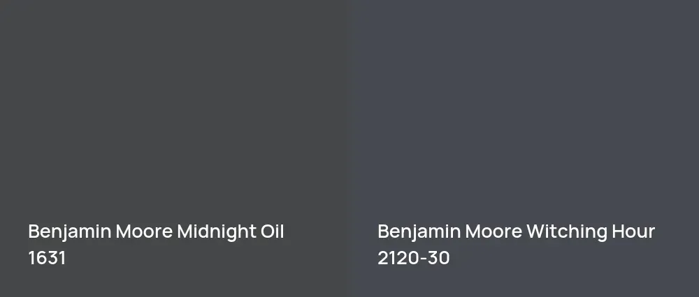 Benjamin Moore Midnight Oil 1631 vs Benjamin Moore Witching Hour 2120-30