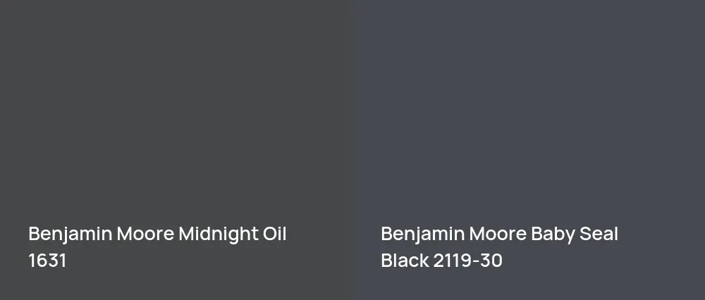 Benjamin Moore Midnight Oil 1631 vs Benjamin Moore Baby Seal Black 2119-30