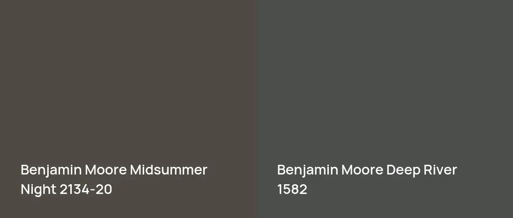 Benjamin Moore Midsummer Night 2134-20 vs Benjamin Moore Deep River 1582