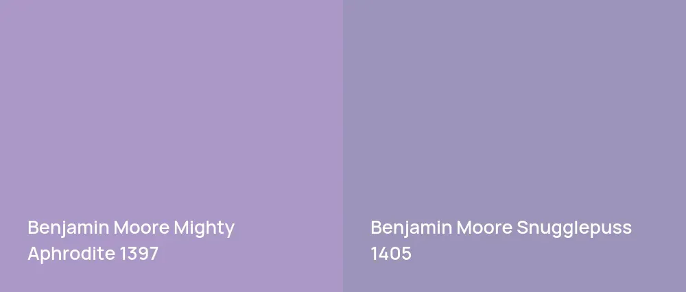 Benjamin Moore Mighty Aphrodite 1397 vs Benjamin Moore Snugglepuss 1405