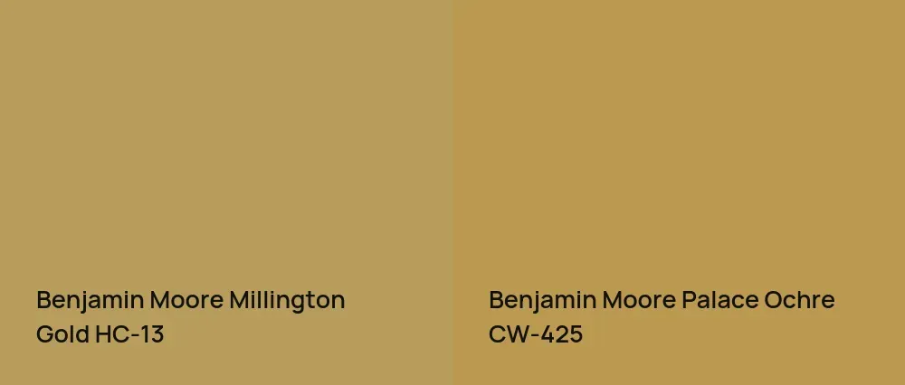 Benjamin Moore Millington Gold HC-13 vs Benjamin Moore Palace Ochre CW-425