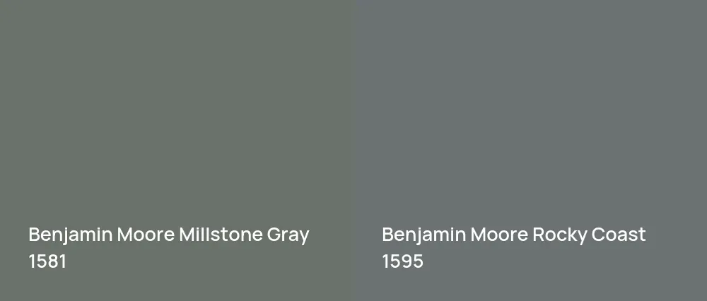 Benjamin Moore Millstone Gray 1581 vs Benjamin Moore Rocky Coast 1595