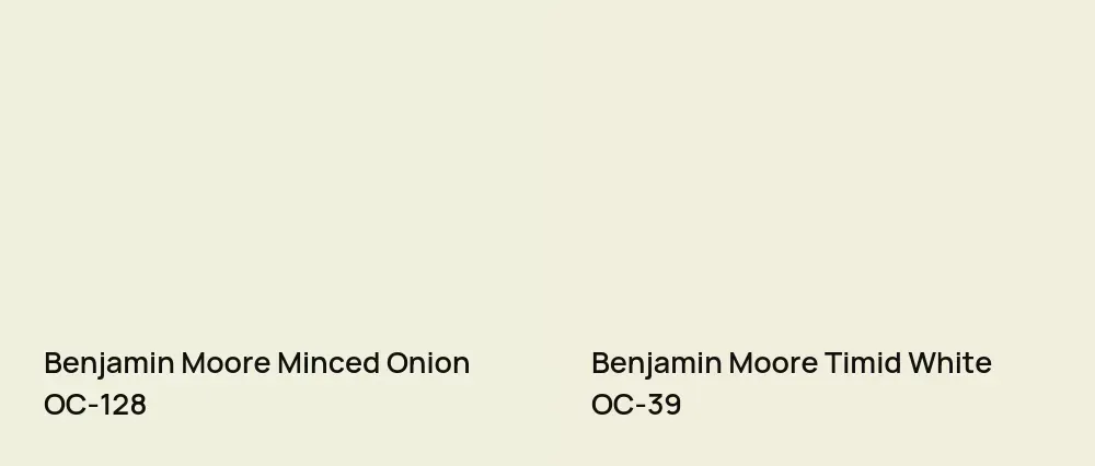 Benjamin Moore Minced Onion OC-128 vs Benjamin Moore Timid White OC-39