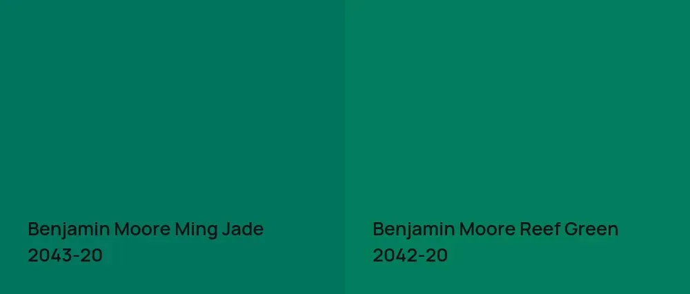 Benjamin Moore Ming Jade 2043-20 vs Benjamin Moore Reef Green 2042-20