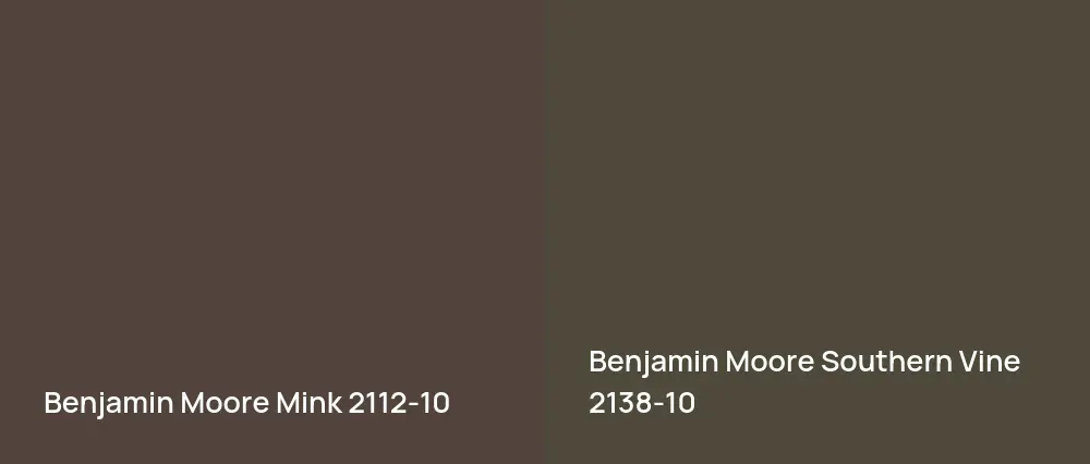 Benjamin Moore Mink 2112-10 vs Benjamin Moore Southern Vine 2138-10