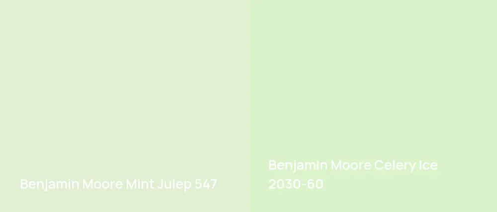 Benjamin Moore Mint Julep 547 vs Benjamin Moore Celery Ice 2030-60