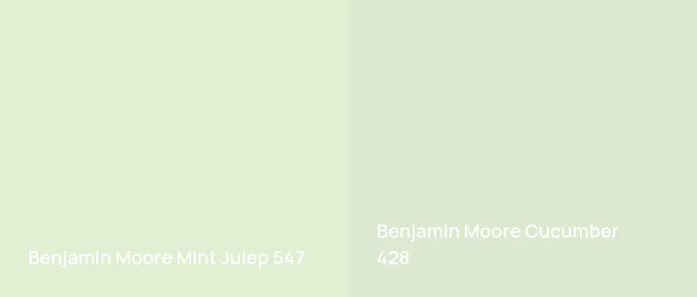 Benjamin Moore Mint Julep 547 vs Benjamin Moore Cucumber 428