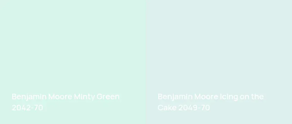 Benjamin Moore Minty Green 2042-70 vs Benjamin Moore Icing on the Cake 2049-70