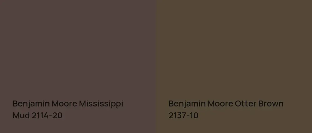 Benjamin Moore Mississippi Mud 2114-20 vs Benjamin Moore Otter Brown 2137-10