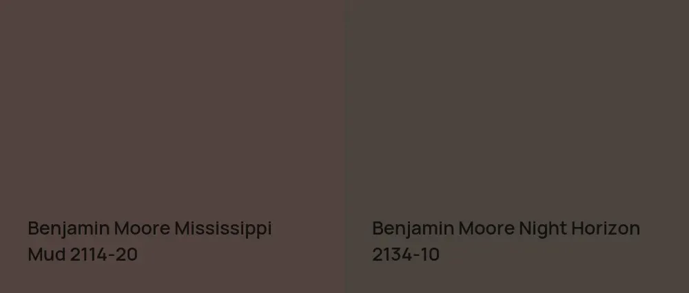 Benjamin Moore Mississippi Mud 2114-20 vs Benjamin Moore Night Horizon 2134-10