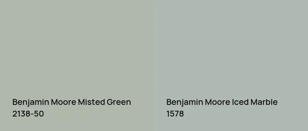 Benjamin Moore Misted Green 2138-50 vs Benjamin Moore Iced Marble 1578