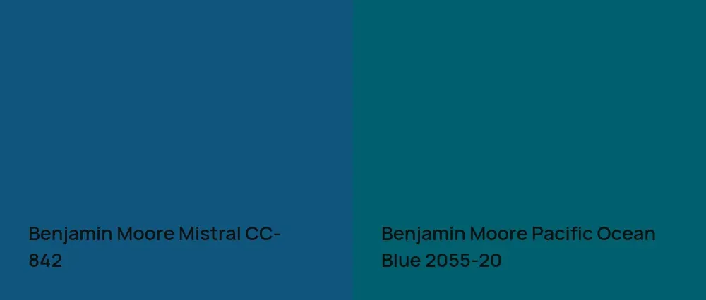 Benjamin Moore Mistral CC-842 vs Benjamin Moore Pacific Ocean Blue 2055-20
