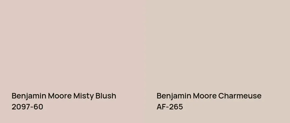 Benjamin Moore Misty Blush 2097-60 vs Benjamin Moore Charmeuse AF-265