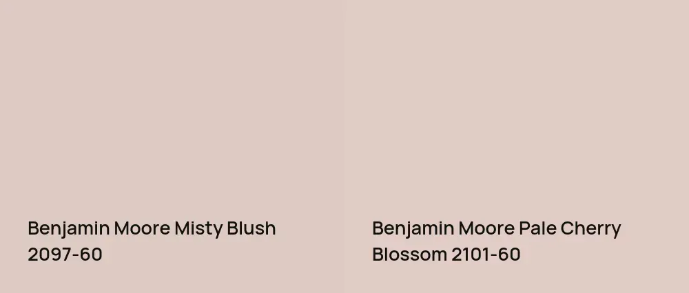 Benjamin Moore Misty Blush 2097-60 vs Benjamin Moore Pale Cherry Blossom 2101-60