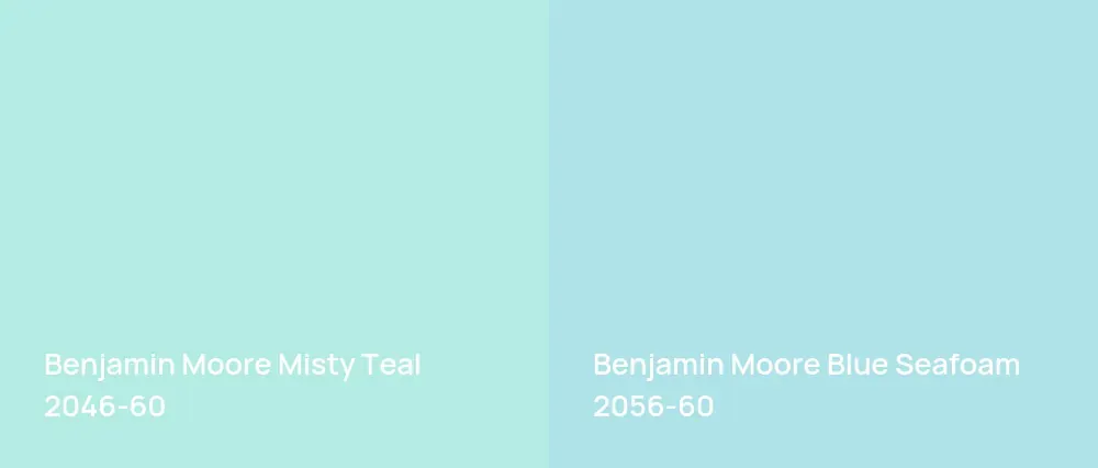 Benjamin Moore Misty Teal 2046-60 vs Benjamin Moore Blue Seafoam 2056-60