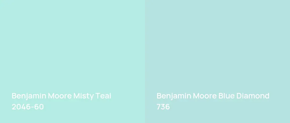 Benjamin Moore Misty Teal 2046-60 vs Benjamin Moore Blue Diamond 736