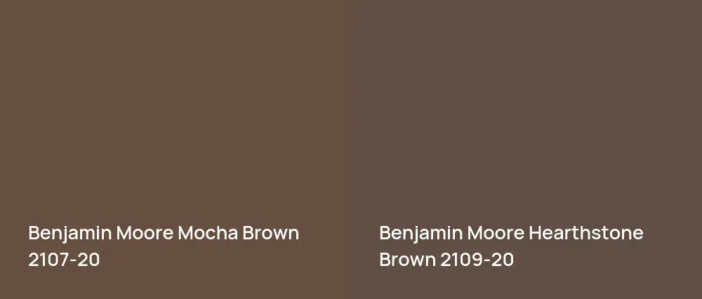 Benjamin Moore Mocha Brown 2107-20 vs Benjamin Moore Hearthstone Brown 2109-20