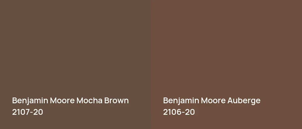 Benjamin Moore Mocha Brown 2107-20 vs Benjamin Moore Auberge 2106-20