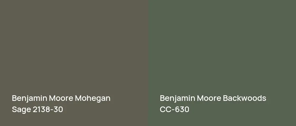 Benjamin Moore Mohegan Sage 2138-30 vs Benjamin Moore Backwoods 469