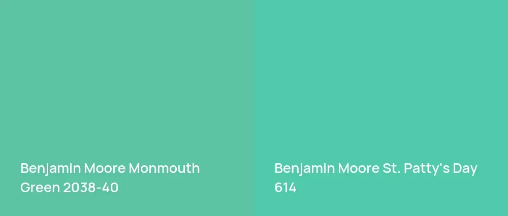 Benjamin Moore Monmouth Green 2038-40 vs Benjamin Moore St. Patty's Day 614