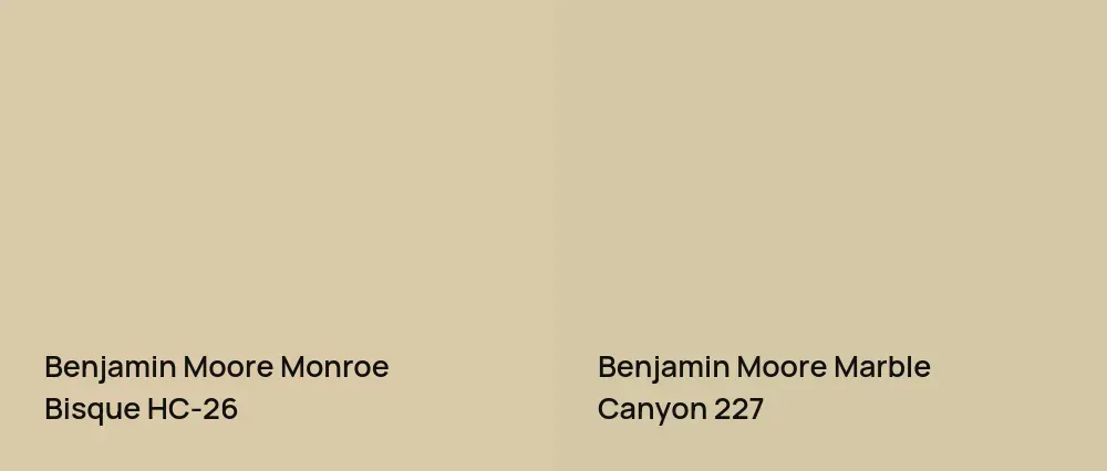 Benjamin Moore Monroe Bisque HC-26 vs Benjamin Moore Marble Canyon 227