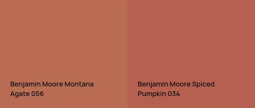 Benjamin Moore Montana Agate 056 vs Benjamin Moore Spiced Pumpkin 034